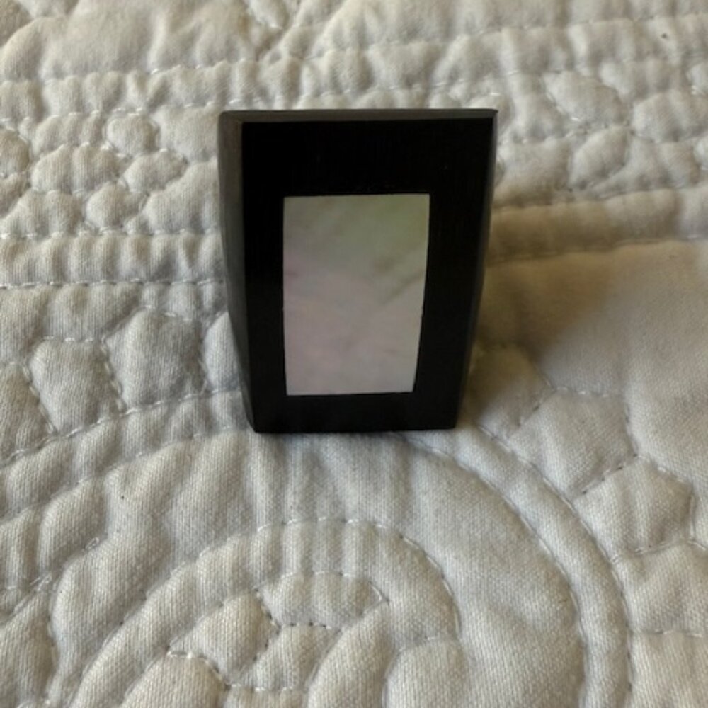 Vintage Wood Mother of Pearl Art Deco Castlecore Ring